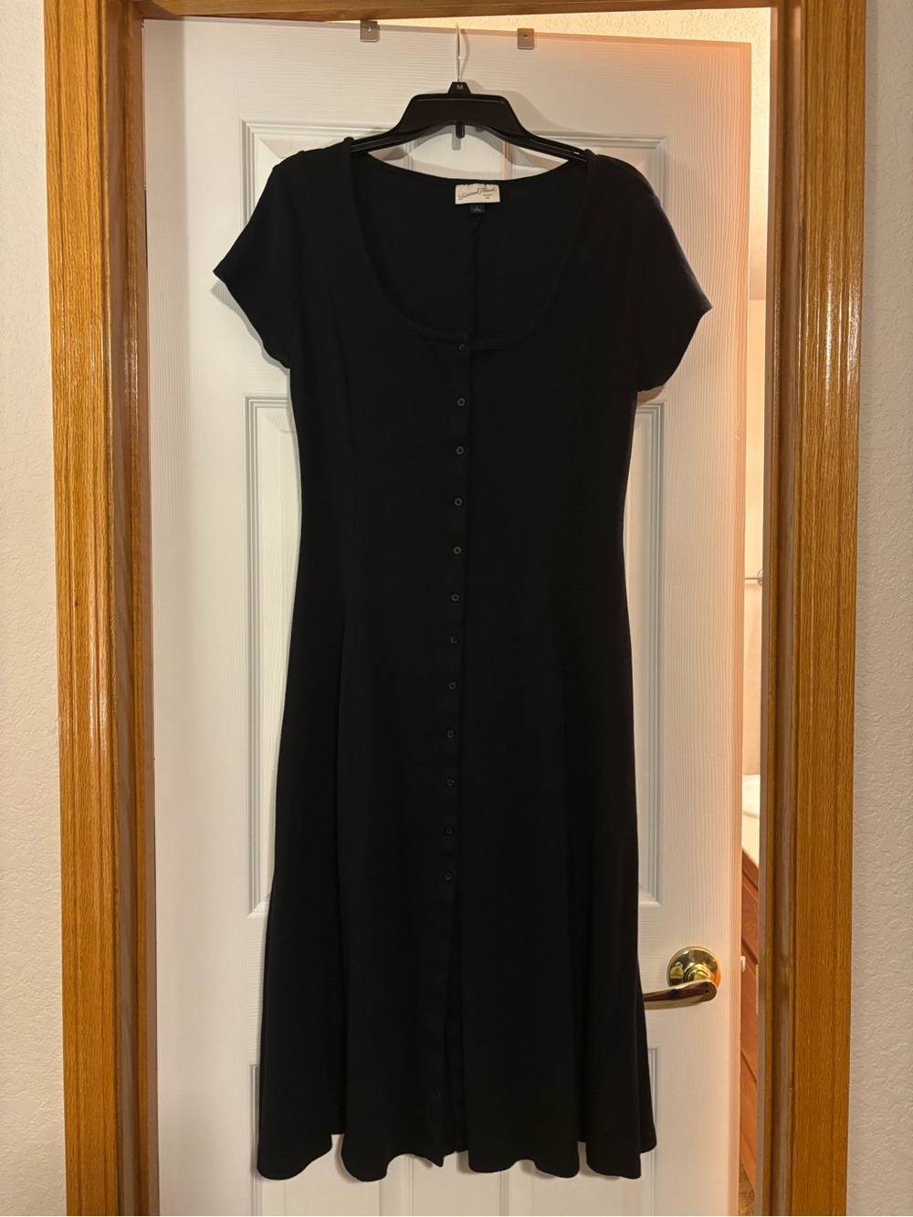 Universal Thread Black Rib Knit Button Front Midi Dress L - Picture 2 of 4